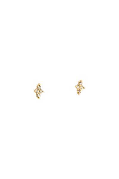 KIRSTIN ASH JEWELLERY KIRSTIN ASH CRYSTAL FOUR DOT STUD - 18K GOLD VERMEIL