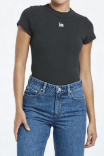 LEE LADIES TOPS & SHIRTS LEE ESSENTIALS RIB TEE - TIMELESS BLACK