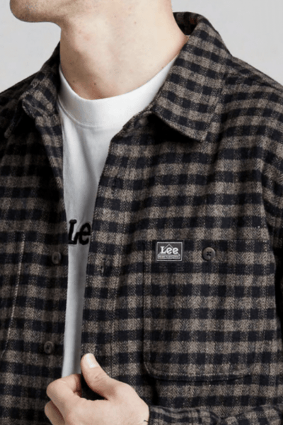 LEE MENS L/S BUTTON-UP SHIRTS LEE WORKER SHIRT - BROWN CHECK