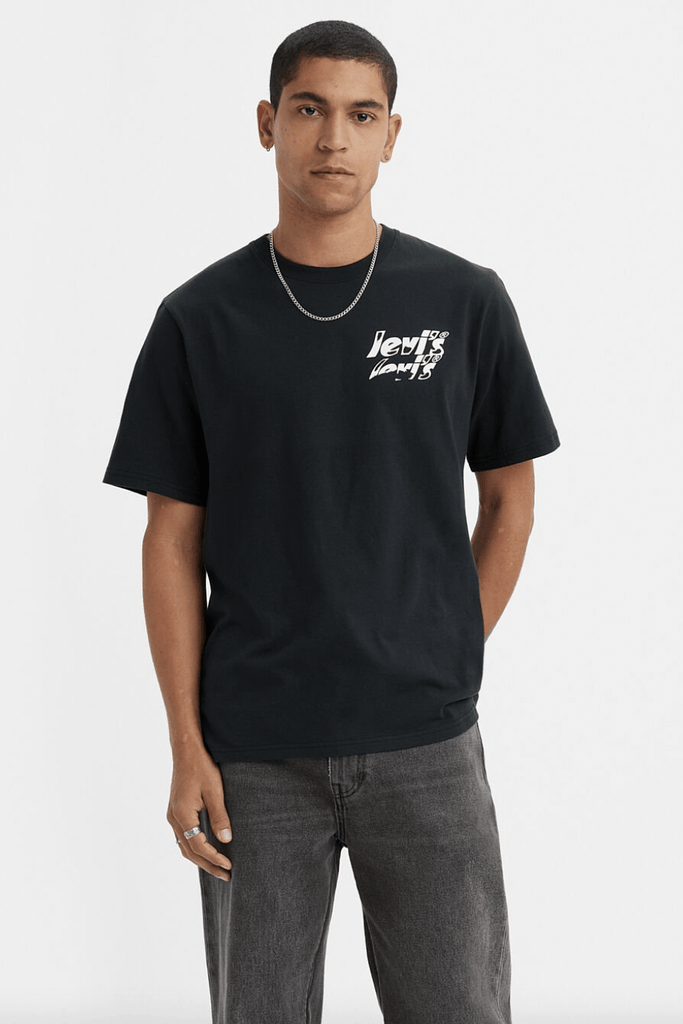 LEVIS MENS T-SHIRTS LEVI'S RELAXED SHORT SLEEVE GRAPHIC TEE - POSTER LOGO BLACK