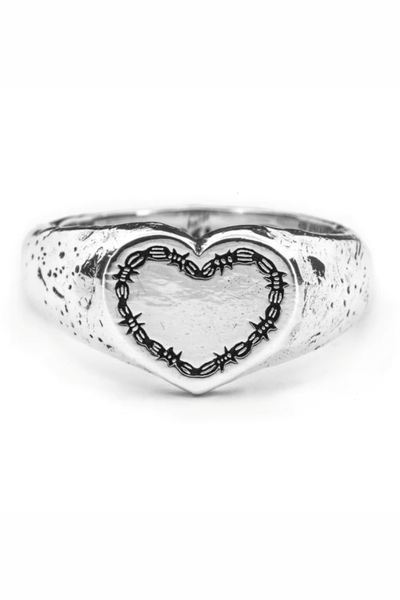 LOX & CHAIN JEWELLERY LOX & CHAIN BARBED HEART BAND RING - SILVER 925