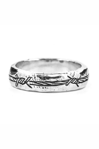 LOX & CHAIN JEWELLERY LOX & CHAIN BARBED WIRE BAND RING - SILVER 925