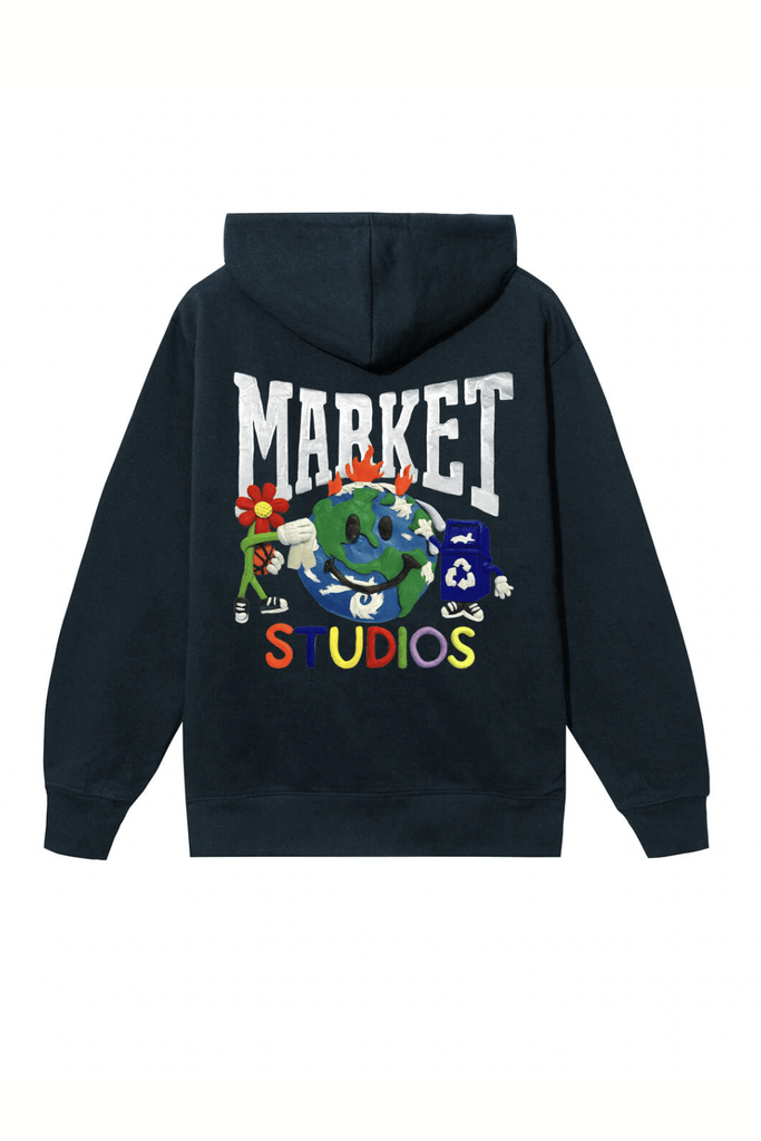 MARKET MENS HOODIES MA®KET SMILEY STUDIOS HOODIE - WASHED BLACK