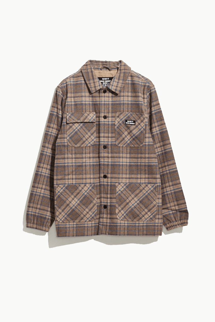 MISFIT APPAREL MENS JACKETS MISFIT SCHIZIODS WORK JACKET - TAN CHECK