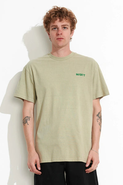 MISFIT APPAREL MENS T-SHIRTS MISFIT WORLD WIDE WEED 50/50 AAA SS TEE - PIGMENT MOSS GREY