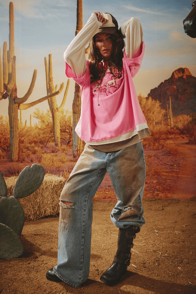 Sabbi Neigh Sayer Long Sleeve Tee - Pink