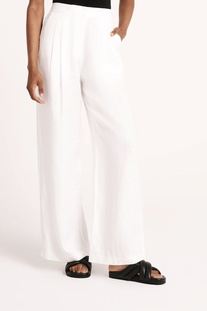 NUDE LUCY LADIES PANTS NUDE LUCY THILDA LINEN PANT - WHITE