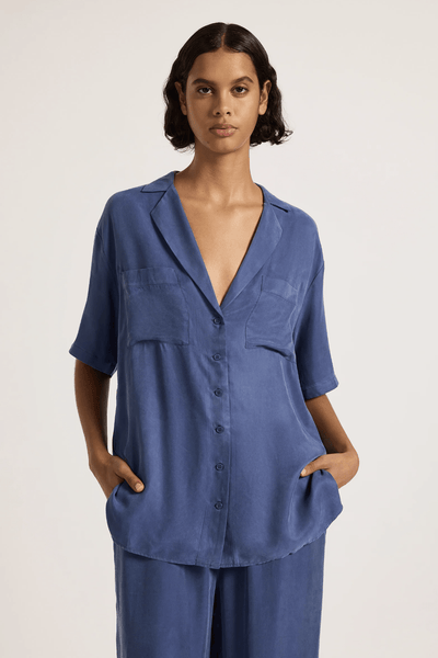 NUDE LUCY LADIES TOPS & SHIRTS NUDE LUCY LUCIA CUPRO SHIRT -  INDIGO