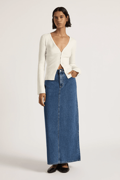 NUDE LUCY SKIRTS NUDE LUCY ORGANIC DENIM MAXI SKIRT - BLUE