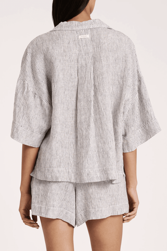 NUDE LUCY TOPS NUDE LUCY LOUNGE STRIPE LINEN SHIRT - PINSTRIPE