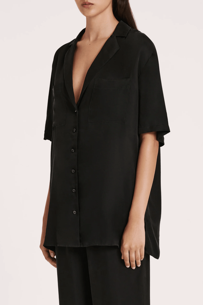 NUDE LUCY TOPS NUDE LUCY LUCIA CUPRO SHIRT - BLACK
