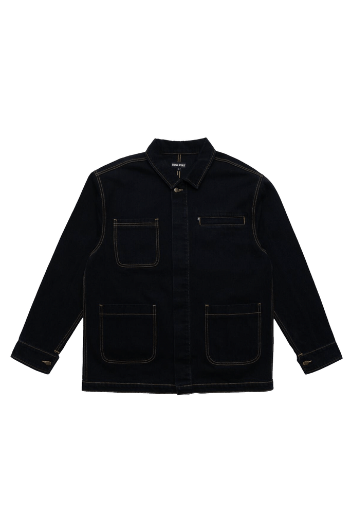 PASS~PORT MENS JACKETS PASS~PORT WORKERS CLUB PAINTERS JACKET - WASHED BLACK