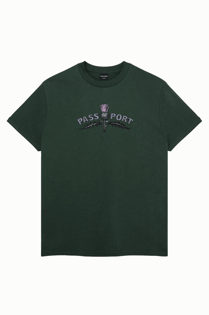 PASS~PORT MENS T-SHIRTS PASS~PORT THISTLE EMBRODIERED TEE - FOREST