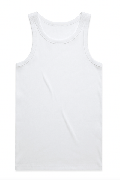 Pretty Rad Store MENS TANK PRS MENS ORGANIC RIB SINGLET BLANK - WHITE