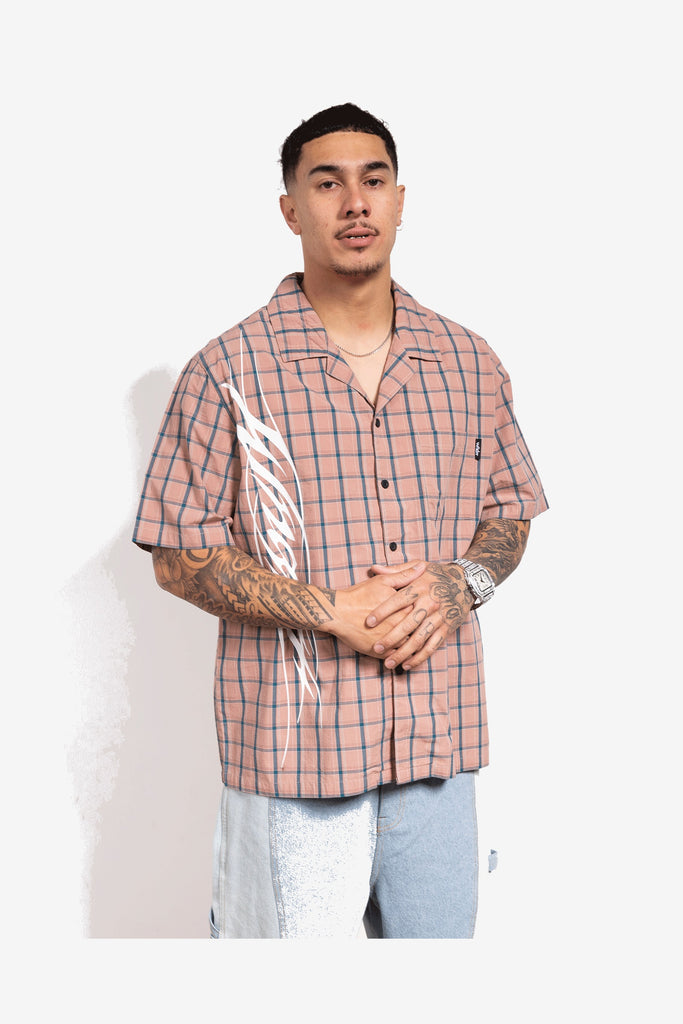 WNDRR Reaper Check S/S Shirt - Coral
