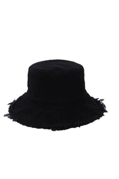 SALTY SHADOWS BUCKET HATS SALTY SHADOWS COTTON FRAYED EDGE BUCKET HAT - BLACK