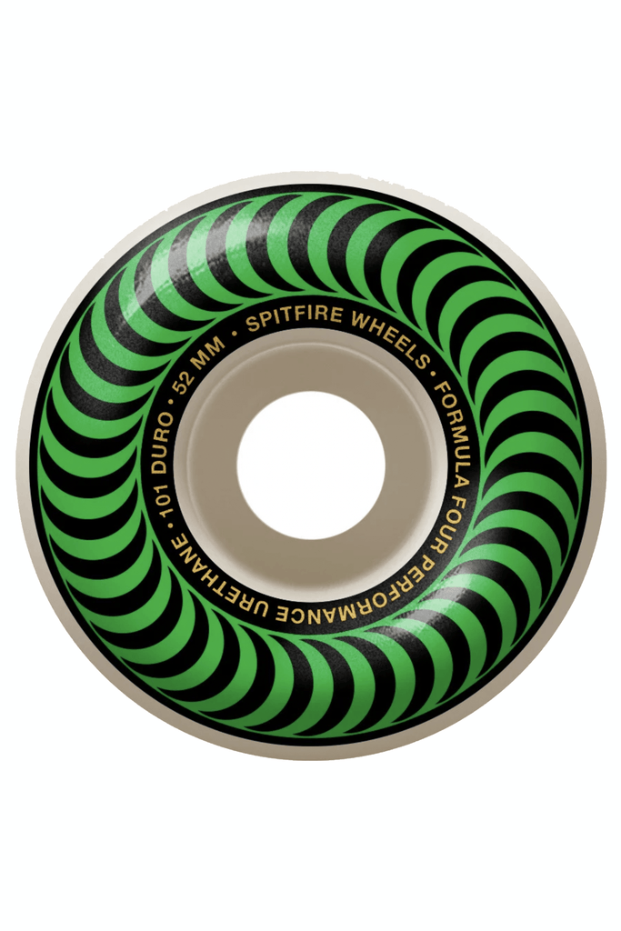 SPITFIRE WHEELS SET OF 4 SPITFIRE WHEEL FORMULA FOUR 101D CLASSIC SWIRL 52MM - GREEN