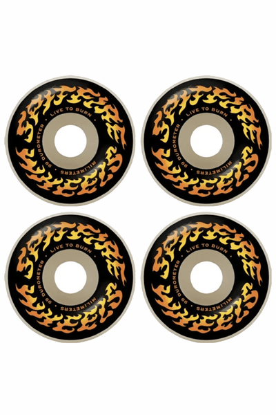 SPITFIRE WHEELS SET OF 4 SPITFIRE WHEEL TORCHED SCRIPT 52MM - BLACK/FLAME