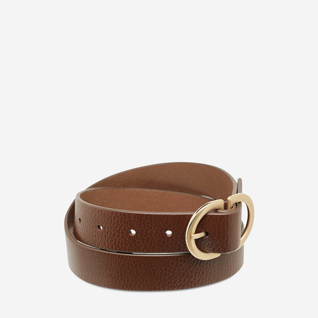 Status Anxiety In Reverse Belt - Tan/Gold