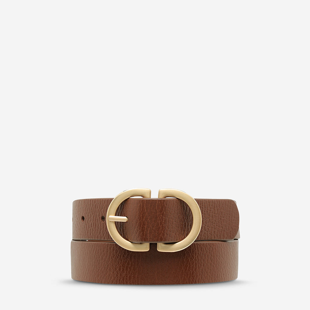 Status Anxiety In Reverse Belt - Tan/Gold