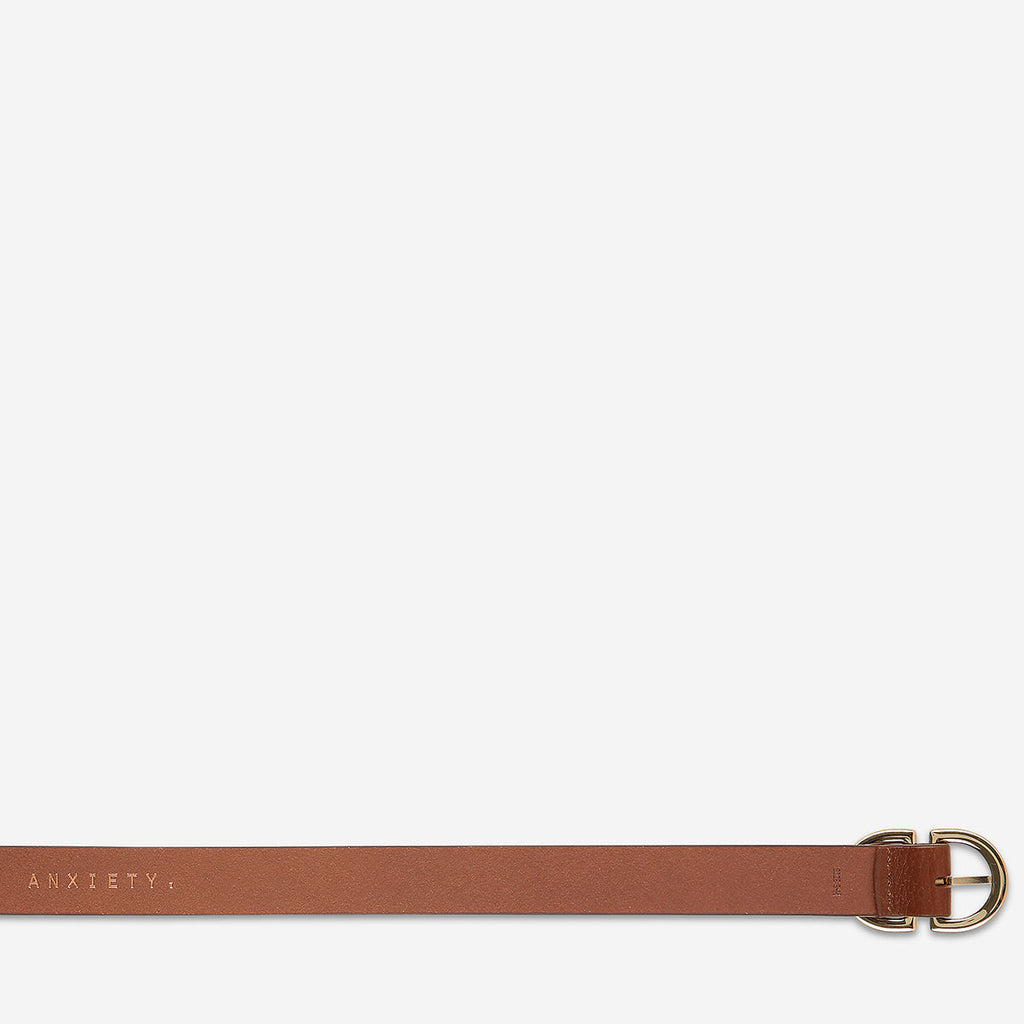 Status Anxiety In Reverse Belt - Tan/Gold