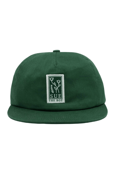 SUE THE BOY CAPS ONE SIZE SUE THE BOY 5-PANEL VIOLET CAP - FOREST GREEN