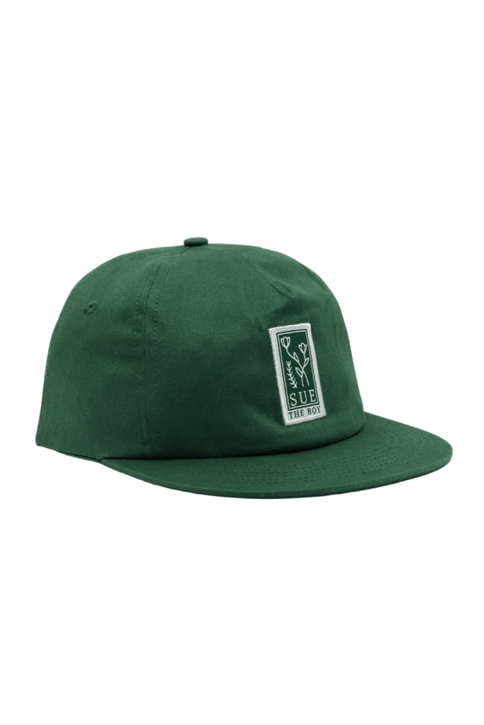 SUE THE BOY CAPS ONE SIZE SUE THE BOY 5-PANEL VIOLET CAP - FOREST GREEN