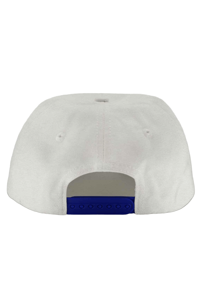 SUE THE BOY CAPS ONE SIZE SUE THE BOY 5-PANEL VIOLET CAP - WHITE/BLUE