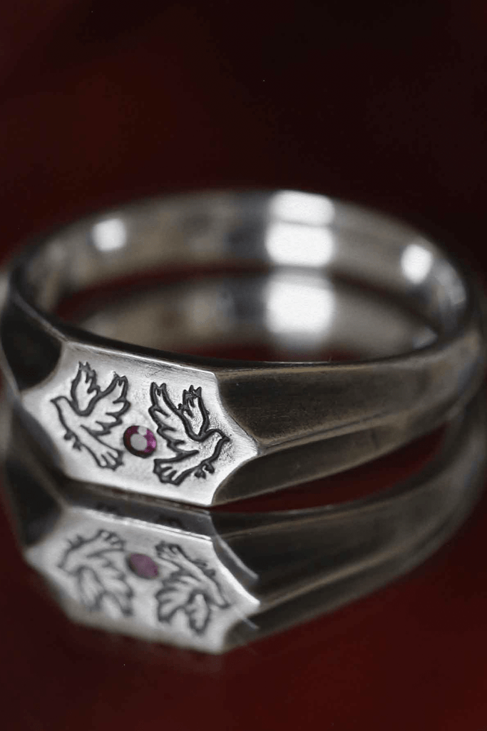 SUE THE BOY JEWELLERY SUE THE BOY TWO BIRDS ONE STONE RING - 925 STERLING SILVER