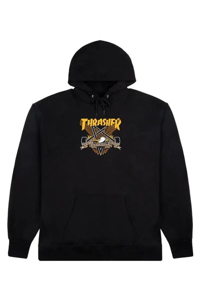 THRASHER MAGAZINE MENS HOODIES THRASHER X ANTIHERO EAGLEGRAM HOODIE - BLACK