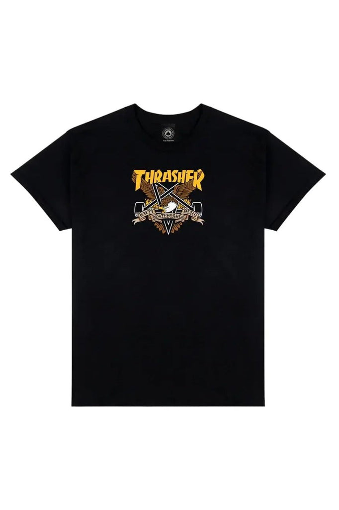 THRASHER MAGAZINE MENS T-SHIRTS THRASHER X ANTIHERO EAGLEGRAM TEE - BLACK