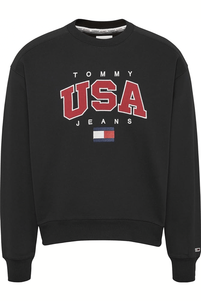 TOMMY JEANS CREW NECK SWEATERS TOMMY JEANS USA CREW - BLACK