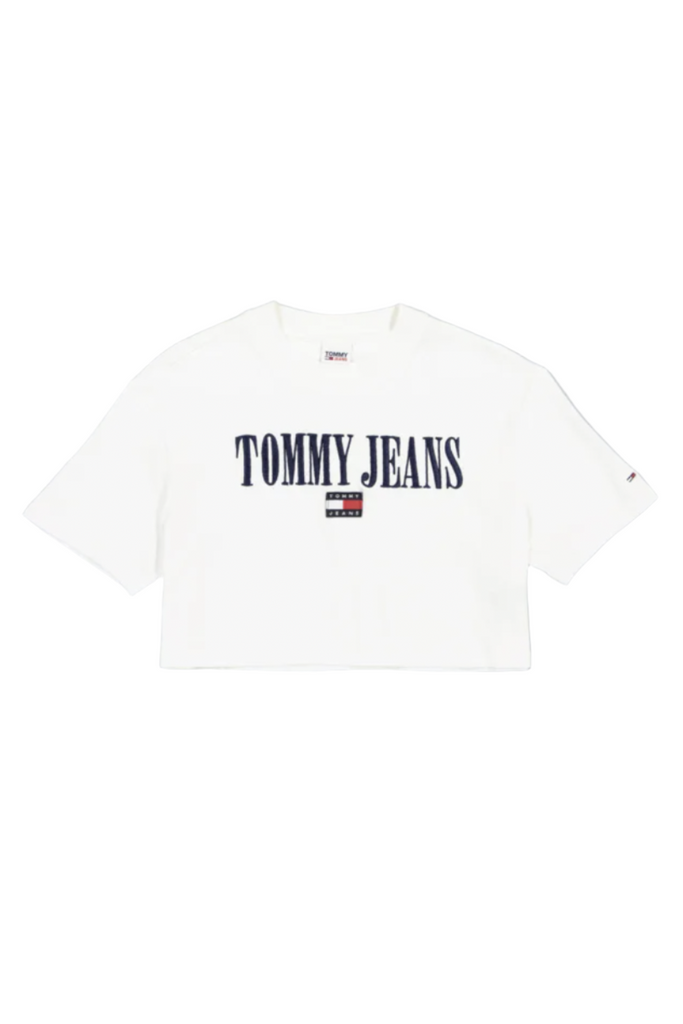 TOMMY JEANS LADIES TOPS & SHIRTS TOMMY JEANS CROP ARCHIVE 2 TEE - WHITE