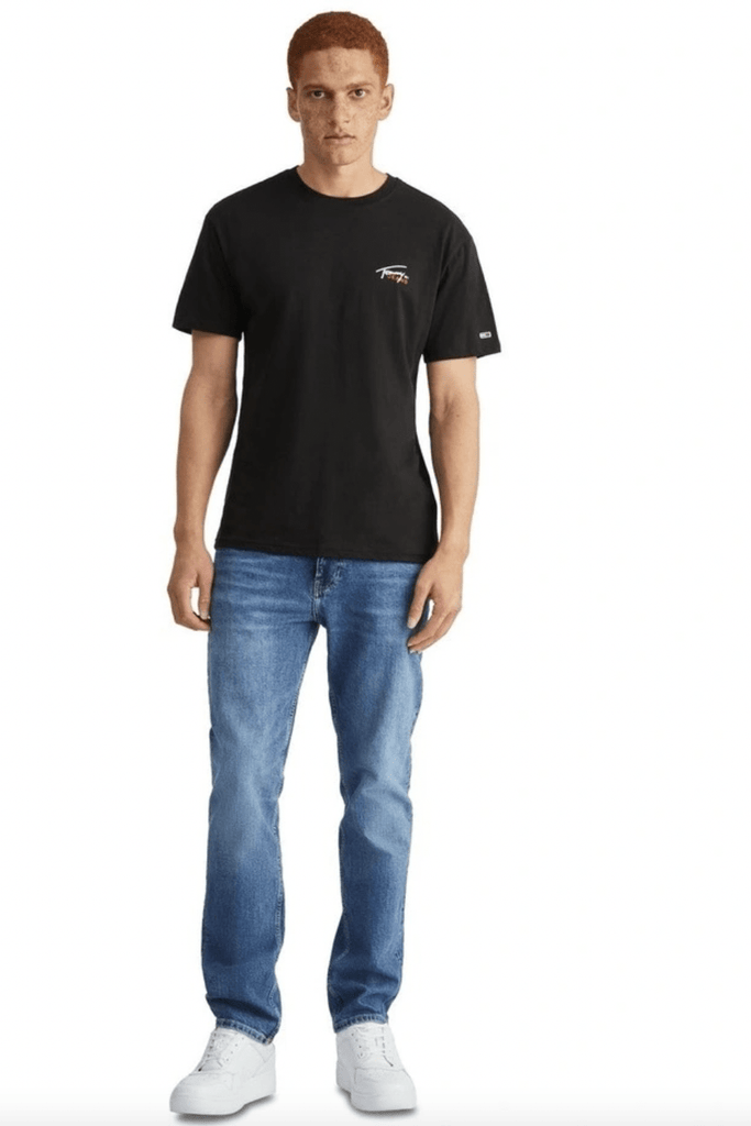 TOMMY JEANS MENS T-SHIRTS TOMMY JEANS TJM CLASSIC SMALL FLAG TEE - BLACK