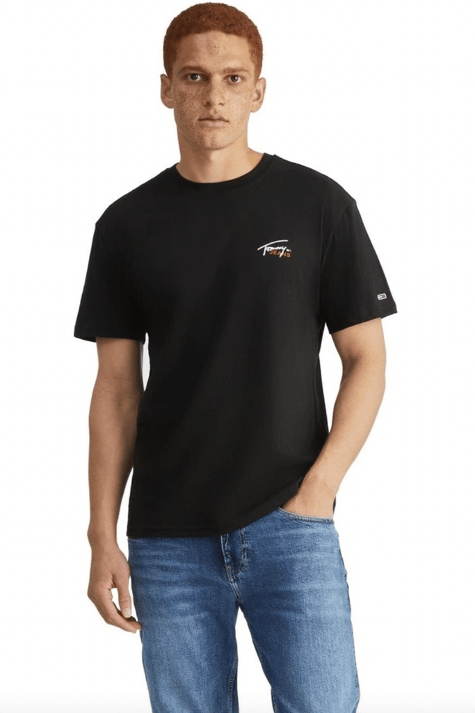 TOMMY JEANS MENS T-SHIRTS TOMMY JEANS TJM CLASSIC SMALL FLAG TEE - BLACK