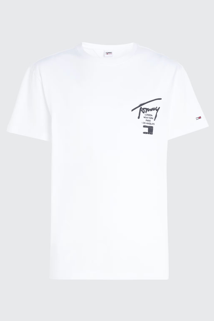 TOMMY JEANS MENS T-SHIRTS TOMMY JEANS TJM CLASSIC SPRAY SIGNATURE TEE - WHITE