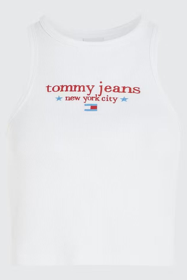 TOMMY JEANS TOPS TOMMY JEANS BABY CROP NYC TANK - WHITE