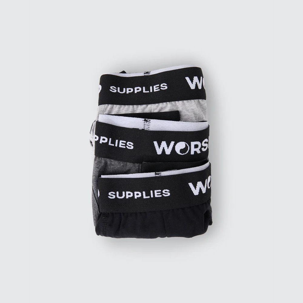 Worship Supplies Mens Trunks 3 Pack - Black/Grey Marle/Black Marle