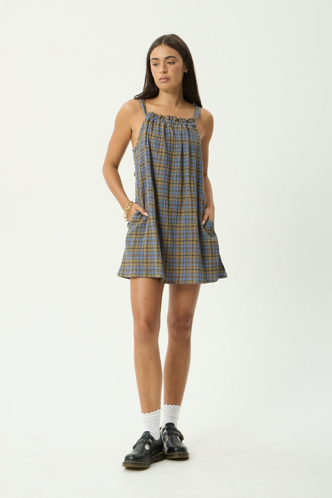 AFENDS Vania - Mini Dress - Cedar/Blue Check