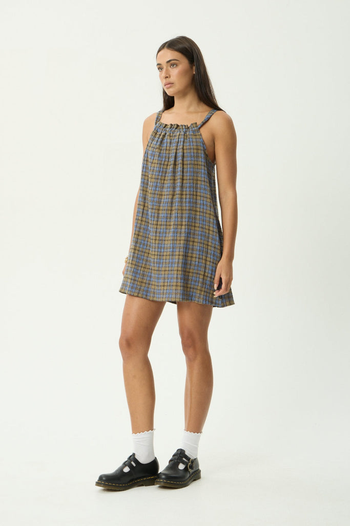 AFENDS Vania - Mini Dress - Cedar/Blue Check