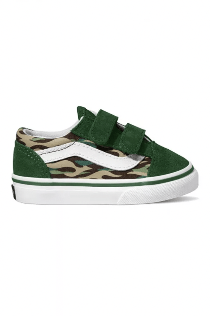 VANS TODDLER OLD SKOOL VELCRO FLAME CAMO GREEN Pretty Rad Store