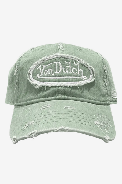 Von Dutch Distressed Zig Zag Dad Cap - Sage