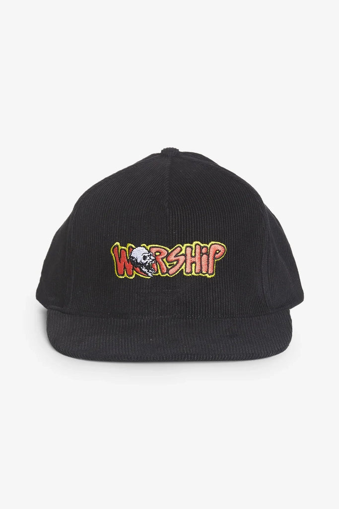 WORSHIP SUPPLIES CAPS ONE SIZE WORSHIP SUPPLIES GOBBLER 5 PANEL HAT - WORN BLACK