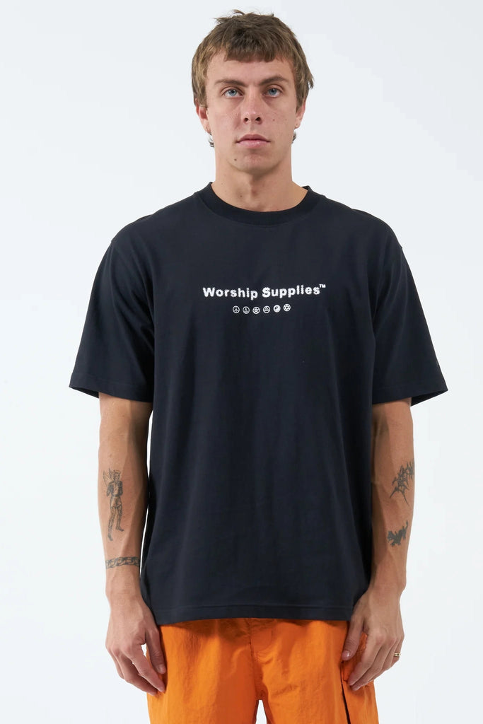 WORSHIP SUPPLIES MENS T-SHIRTS WORSHIP SUPPLIES PERIODIC TEE - WORN BLACK