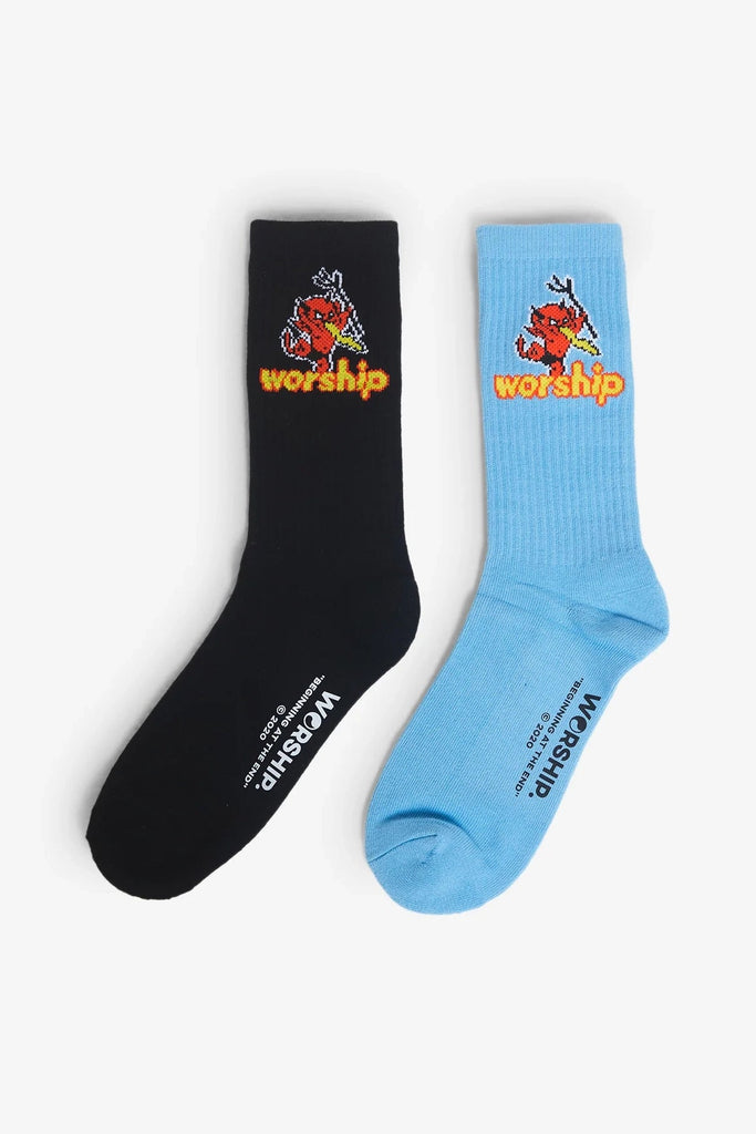 WORSHIP SUPPLIES SOCKS ONE SIZE WORSHIP SUPPLIES INFERNO SOCKS 2PK - COLUMBIAN BLUE