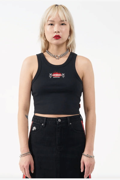 WORSHIP SUPPLIES TOPS WORSHIP SUPPLIES HOT PLATE CURVE TANK - BLACK