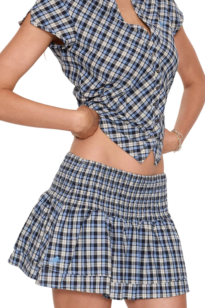 Worship Supplies Cherub Shirred Mini Skirt - Blue Grey