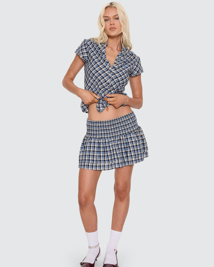 Worship Supplies Cherub Shirred Mini Skirt - Blue Grey