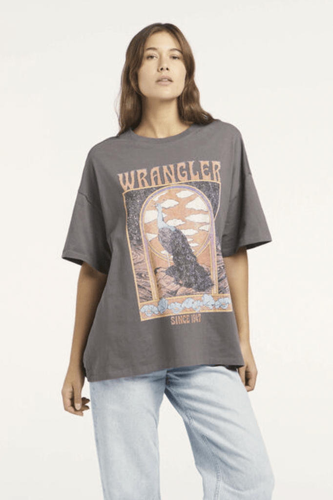 WRANGLER TOPS WRANGLER BOXY SLOUCH TEE PEACOCK OASIS