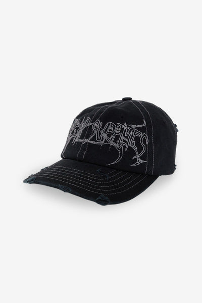 WORSHIP SUPPLIES SPINAL 6 PANEL HAT - WASHED BLACK